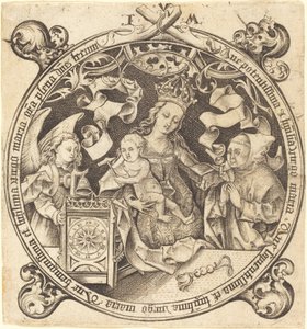 時計を持ったマドンナ、c。 1490年。 作： Israhel van Meckenem