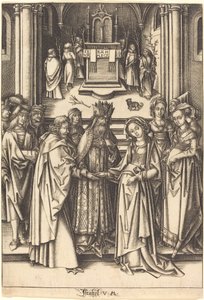 処女の結婚、c。 14901500。 作： Israhel van Meckenem