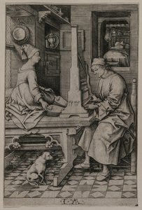 オルガン奏者とその妻 作： Israhel van Meckenem