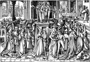 ヘロデの宮廷での踊りc。 1500 作： Israhel van Meckenem the younger