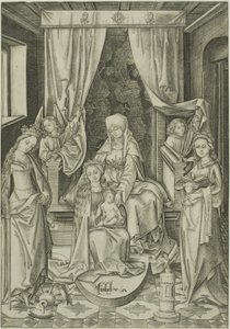 聖母と聖アンナ、聖カタリナ、聖バーバラ 作： Israhel van Meckenem the younger
