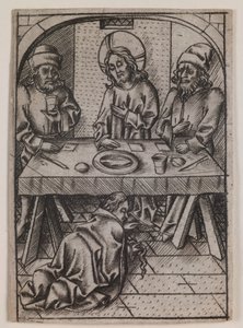 キリストの足を洗うマグダラのマリア 1500年頃（エングレーヴィング） 作： Israhelvan若いMeckenem