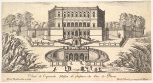 17世紀のイタリアとフランスの15のビューのシリーズからのCaprarolaのビュー。 作： Israël Silvestre