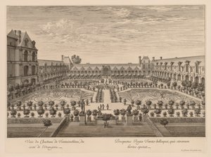 1679年、オランジェリーの近くにあるフォンテーヌブロー城の眺め。 作： Israël Silvestre