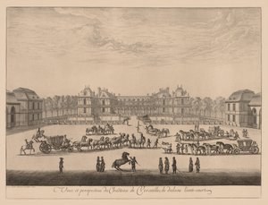 1664年の中庭からのベルサイユ宮殿の眺めと展望。