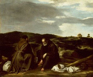 風景の中の二人の僧侶 作： Italian