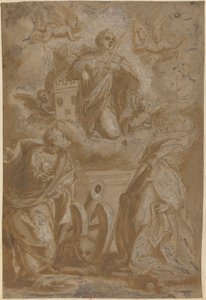 栄光の聖バーバラと聖ニコラスとヒエロニムス 作： Italian 16th Century
