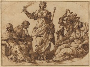 悪徳に打ち勝つ美徳 作： Italian 16th Century