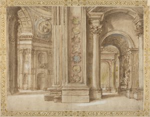 ローマ、サンピエトロ大聖堂の内部 作： Italian 17th Century