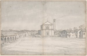 教会のある町の中心 作： Italian 18th Century