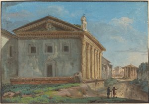 遠くにベスタ神殿がある男性の幸運の神殿 作： Italian 18th Century