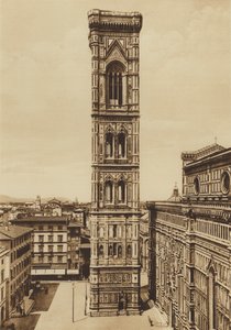 フィレンツェ/フィレンツェ: 大聖堂、鐘楼、ジョット (白黒写真) 作： Italian Photographer