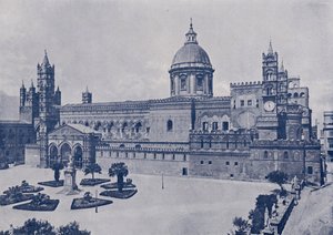 イタリアパレルモ、大聖堂（モノクロ写真