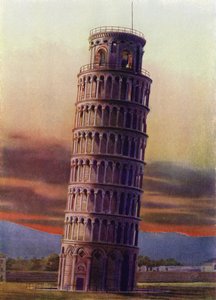 イタリア、ピサの斜塔（カラー写真） 作： イタリアの写真家