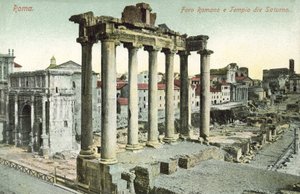 ローマ、イタリア、フォロロマーノ、土星の寺院 作： Italian Photographer