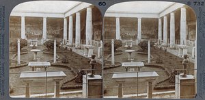 Underwood Travel Libraryのポンペイの家、ヴェッティの家、1895年（セピア写真） 作： Italian Photographer