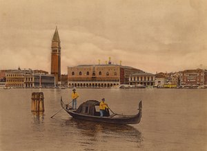 ヴェネツィア / ヴェネツィア：パノラマとゴンドラ（カラー写真） 作： イタリアの写真家