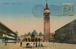 ヴェネツィア-サンマルコ広場。 1913年に送られたはがき。 作： Italian Photographer