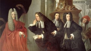 ベネチアンスクールの裁判官と3人の支持者 作： Italian School