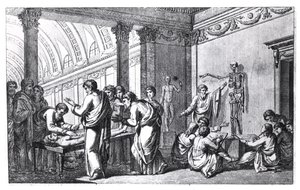 1778年にローマで出版されたPietro Berrettini da Cortona（1596-1669）によるTabulae Anatomicaeの古代の解剖学学校 作： Italian School