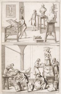 彫刻家のスタジオ、1800年頃 作： Italian School