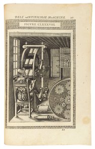 「ル・ダイバーシティ・エ・アーティフィシオズ・マシーン」、1588年の本のページ 作： Italian School