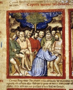 ユダヤ人の割礼をするアブラハム、「パドヴァのコーデックス」1390-1400の図解