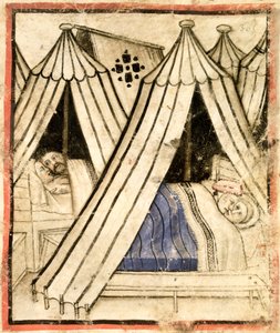 追加 15277 f.51 テントの中でモアブ人の女性と性的不道徳にふけるイスラエル人、1350～1399 年頃（ベラム） 作： Italian School