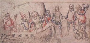 Add 15477 fol.2v ギド・デ・カラムニス (ベラム) の「Liber de Casu et Ruina Trojae」より、ジェイソンは航海に出る 作： Italian School