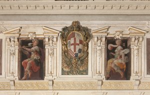 寓意的な人物とマリノ家の紋章 作： Italian School