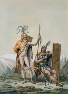 戦いに身を包んだ古代ケルトの戦士、1800〜18年頃 作： Italian School