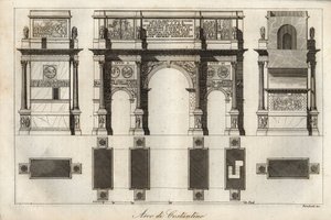 ローマのコンスタンティヌスのアーチ（315年）-「宇宙の諸国民の使用と風習」の刻印。あるいは、最も遠い時代から現代に至るまでの、すべての国の政府、法律、民兵、宗教の歴史」1856年 作： Italian School