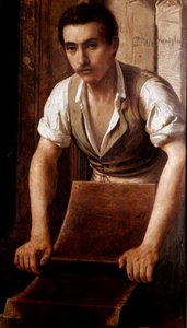 職人によるチョコレートの製造 看板の匿名の絵1875-1900年 ミラノ、ミラノ博物館 作： Italian School