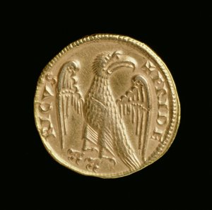 フレデリック2世のアウグスタリス2世（1198〜1250年）、シチリア王国とイタリア南部、メッシーナミント、1231〜50年（逆）（金色）（表は168052を参照） 作： Italian School