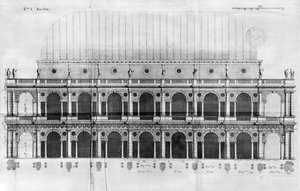 アンドレアパラディオ（1508-80）が設計したヴィチェンツァのバシリカパラディアナ（e、graving） 作： Italian School