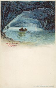 青の洞窟、カプリ島（カラーリトグラフ） 作： イタリア語学校