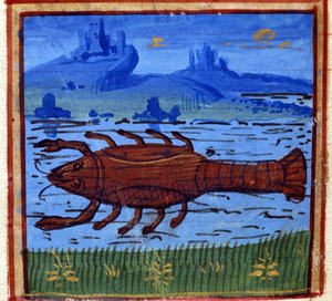 がんのサイン。 イタリアの星占い; 15世紀半ば。 作： Italian School
