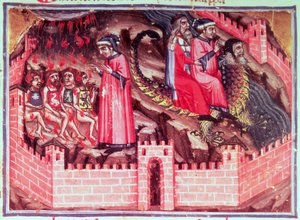 Canto XVII Four Sodomites：DanteとVirgilがGeryonの後ろに乗って、Circle of the Fraudulentsに、Divine Comedy（Inferno）からc.1313