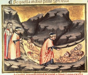 カントXXXIIIダンテとヴァージルは、神の喜劇（インフェルノ）のc.1313の裏切り者のサークルでウゴリーノに会います 作： Italian School
