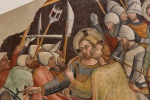 モンテファルコの聖フランシスの右後陣のマスターによるキリストの捕獲、独立したフレスコ画、XIV世紀の終わり