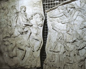 ローマのトラヤヌスの柱からのレリーフの一部のキャスト（石膏） 作： Italian School