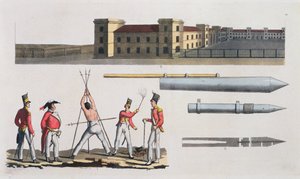 チャタムバラック、トライアングルアンドコングレブロケットと呼ばれる軍事罰、The History of the Nations（アクアチント）のプレート17 作： Italian School