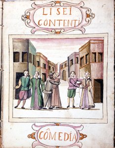 Li sei contentiによる喜劇。"Scenari dei più scelti istrioni"(1621 - 1643)の手稿をもとに制作された。ローマ、アカデミア・デイ・リンチェイ。 作： Italian School