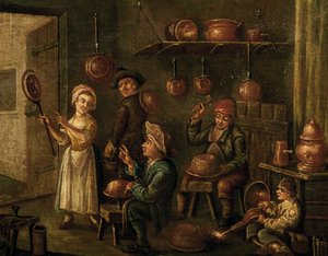 銅細工の工房（イタリア・ヴェネチアの無名の作家による 作： Italian School