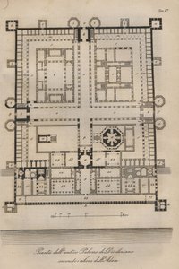 クロアチア - スプリット - ロバート・アダムによる再建されたディオクレティアヌス宮殿（ローマ皇帝ディオクレティアヌス（Gaius Aurelius Valerius Diocletianus、245-316）の宮殿。「Habits and Custom of All Peoples of the Universe（宇宙のすべての人々の習慣と風習）」の彫刻。または政府の歴史