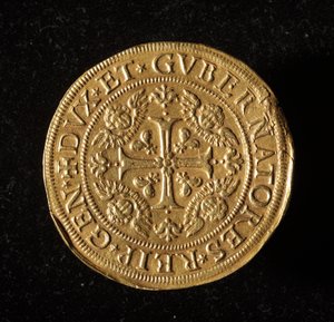 ジュネーヴ共和国の通貨：12.5金のドッピー・コイン。直径61mm。1656.正面。ゲネス共和国新世紀美術館(Inv.6453) 作： Italian School