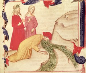 Dante Alighieri（1265-1321）によるThe Divine Comedyから、楽園に入る前に自分を浄化するDante 作： Italian School