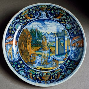 ゴリアテに勝利したダビデ イタリア・ファエンツァで製作された陶板1507年頃 フィレンツェ、バルジェッロ美術館 作： Italian School