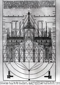 ミラノ大聖堂のデザイン、Vitruvius、コモ、1521年のDe Architecturaのイラスト