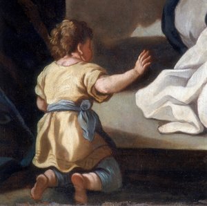 聖人ドミニクとシエナのキャサリンとロザリオのマドンナを描いた絵画の詳細 作： Italian School